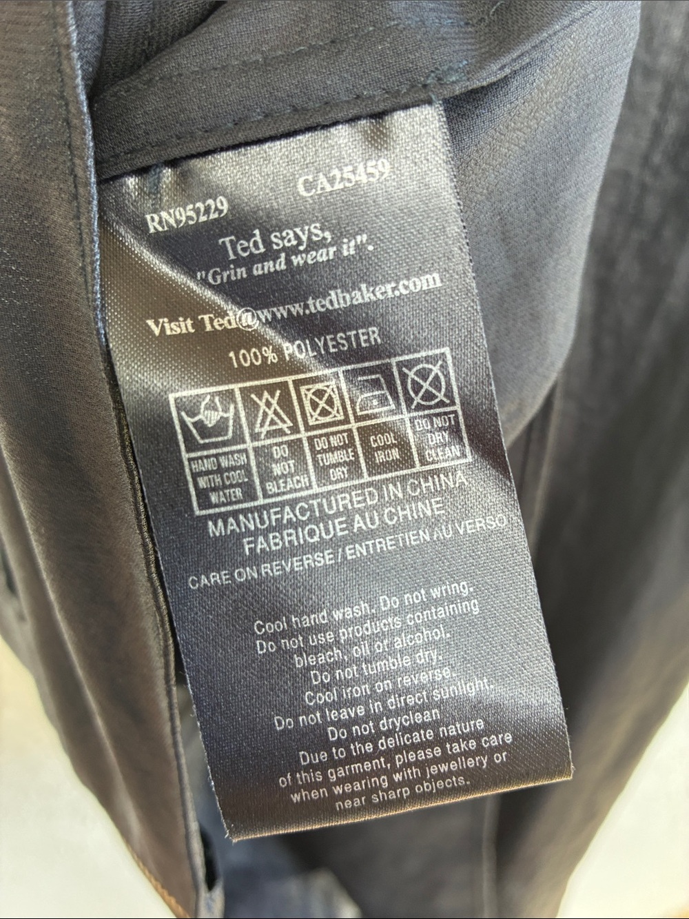 Ted Baker London Black Shiny Zip-Front Short Sleeve Top Gold Hardware - Picture 7 of 8